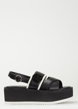 Черные сандалии Liu Jo с брендовым декором, фото